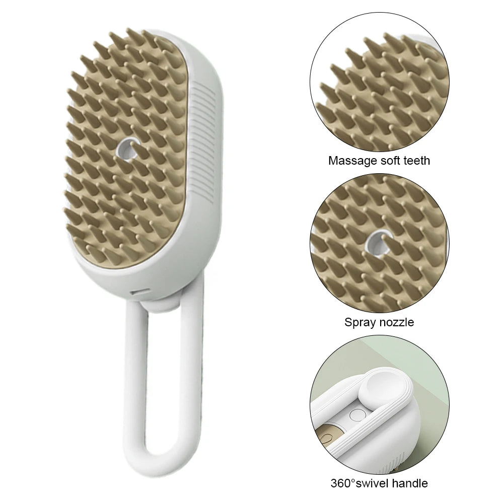 Ultimate 3-in-1 Pet Grooming Brush: Electric Steam Cleaner, Massage Comb & Hair Removal Tool for Cats & Dogs