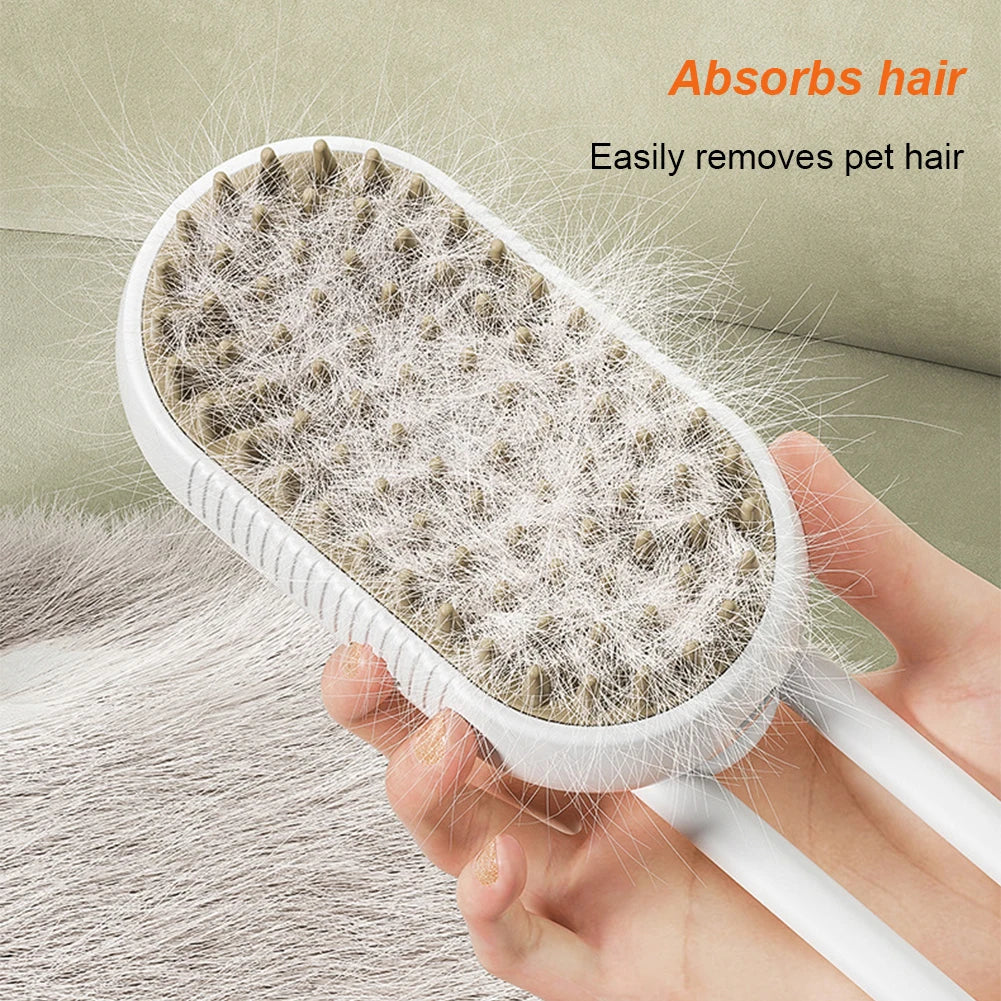 Ultimate 3-in-1 Pet Grooming Brush: Electric Steam Cleaner, Massage Comb & Hair Removal Tool for Cats & Dogs