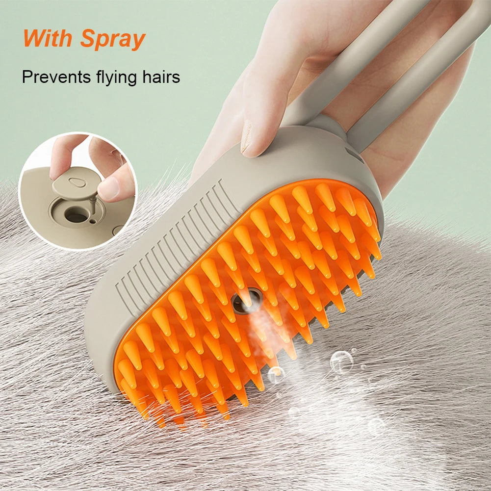 Ultimate 3-in-1 Pet Grooming Brush: Electric Steam Cleaner, Massage Comb & Hair Removal Tool for Cats & Dogs