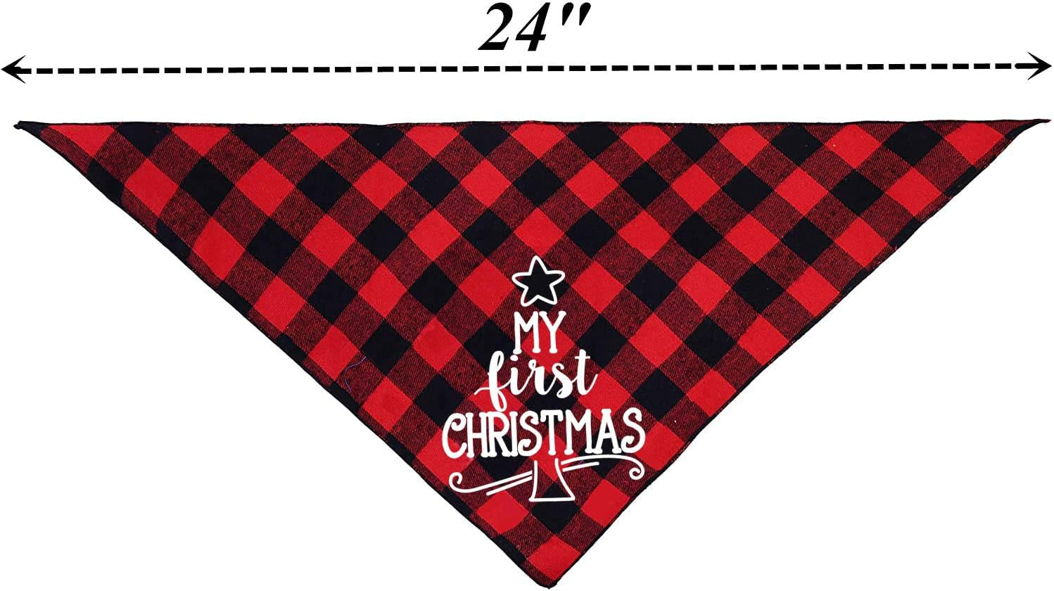 Dog First Christmas Bandana,Red Plaid Xmas Puppy Scarf